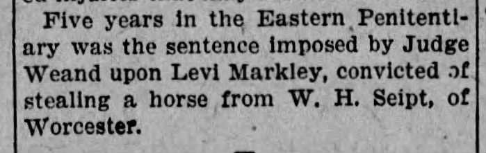 Levi Markley in Eastern Pen. taken from Reading Times 04 Jun 1908 page 3
