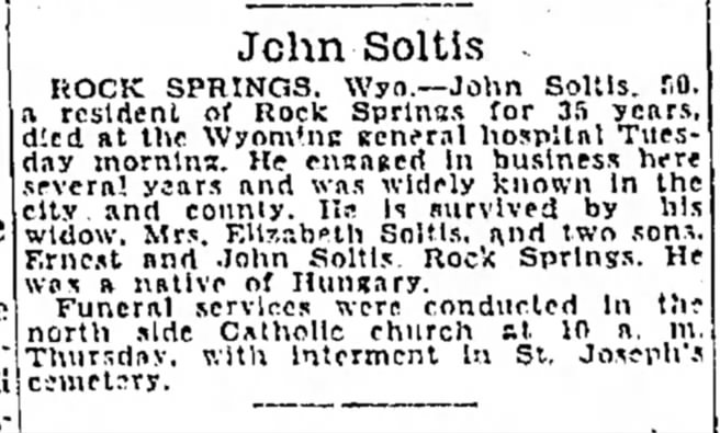 John Soltis 1884-1934