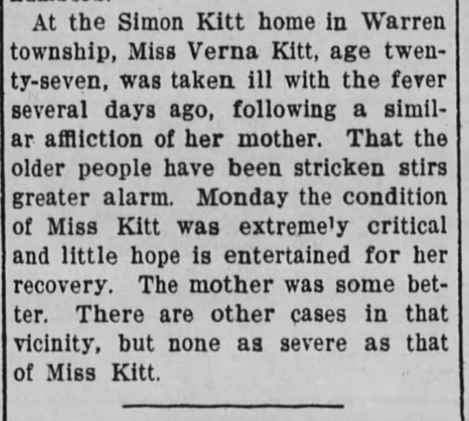 Verna Kitt-ill; The Huntington Herald, Feb. 14, 1911 page 2