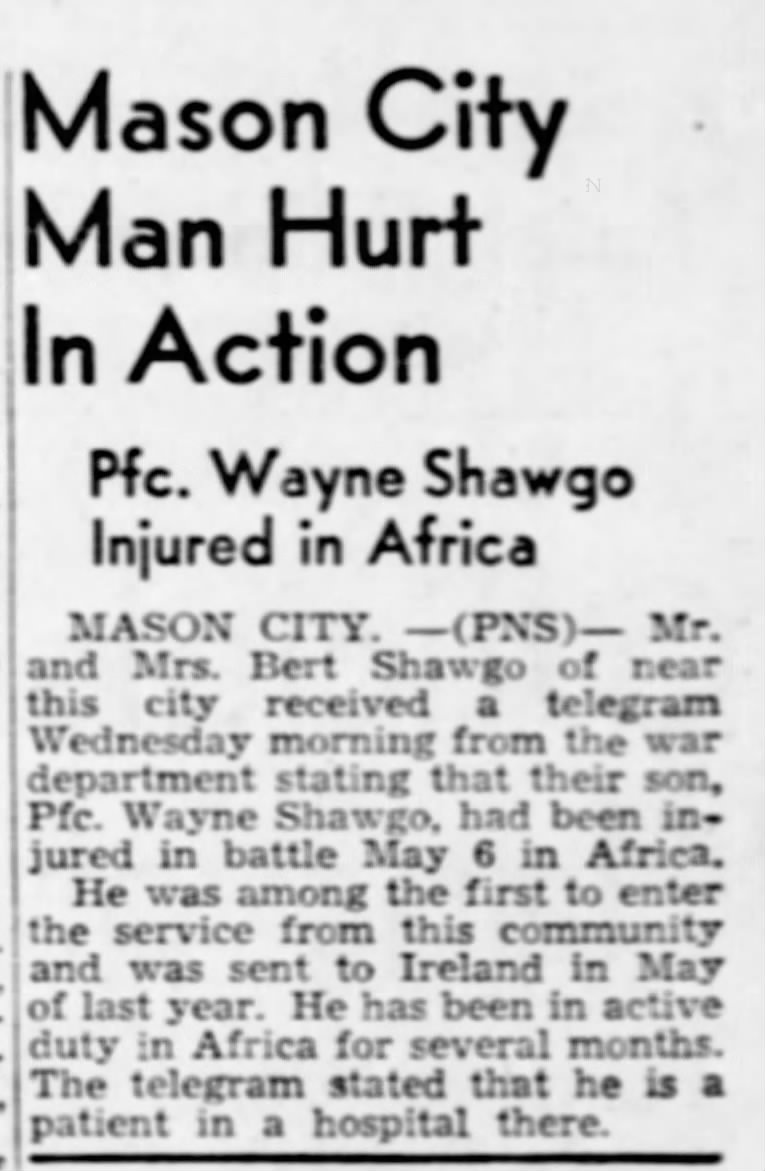 Shawgo, Wayne; The Pantagraph; June 3, 1943, Thu. pg 2