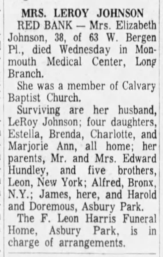 Elizabeth Hundley Johnson Apr 7 1965