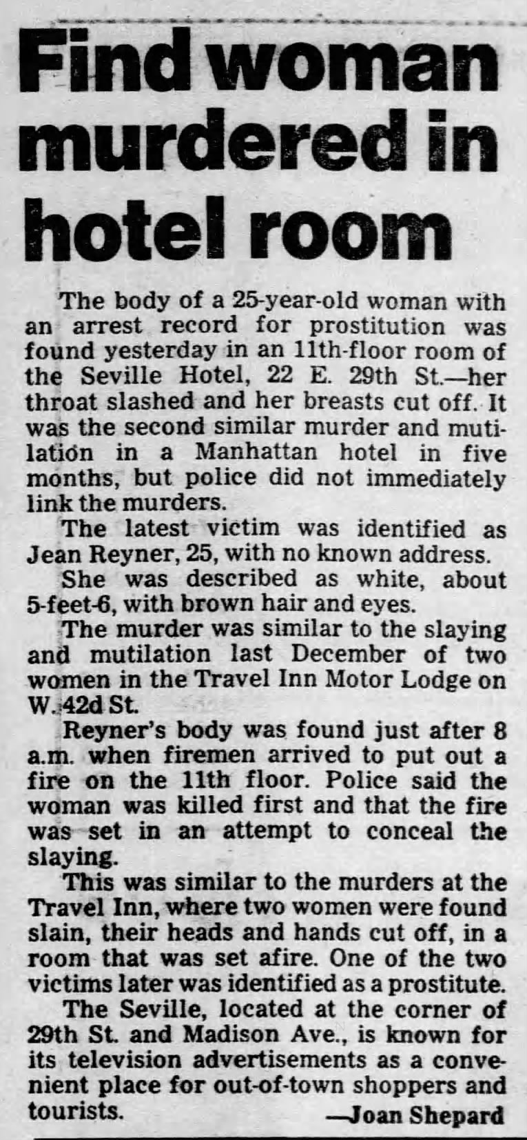 Jean Reyner Daily News 10 May 1980