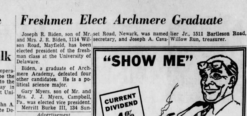 1961-11-16 elected class president, 1114 Wilson Road, Mayfield