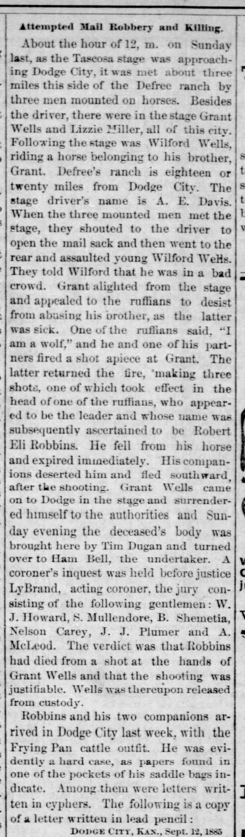 1885 Sep 19  Kansas Cowboy (Dodge City, Kansas), Page 5