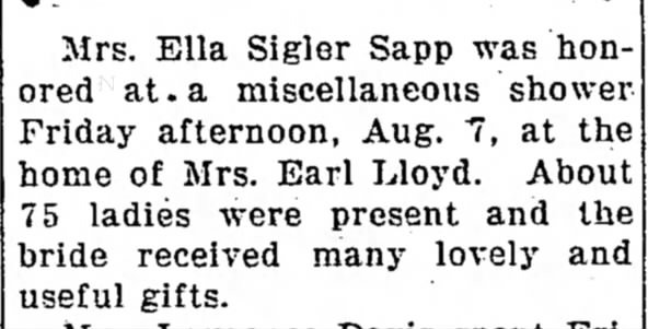 Bridal Shower
10 Aug 1936