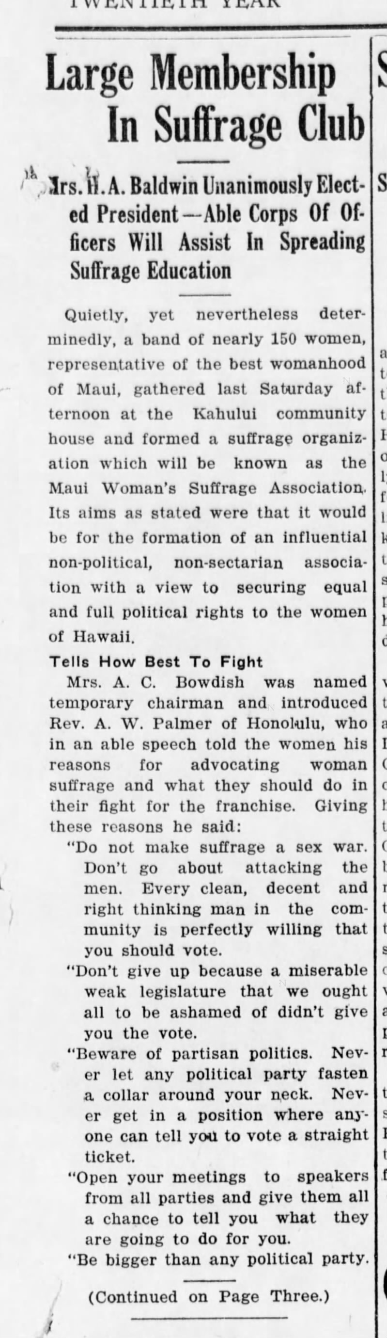 Mrs. HA  Baldwin Maui News Jun 6 1919 (1)