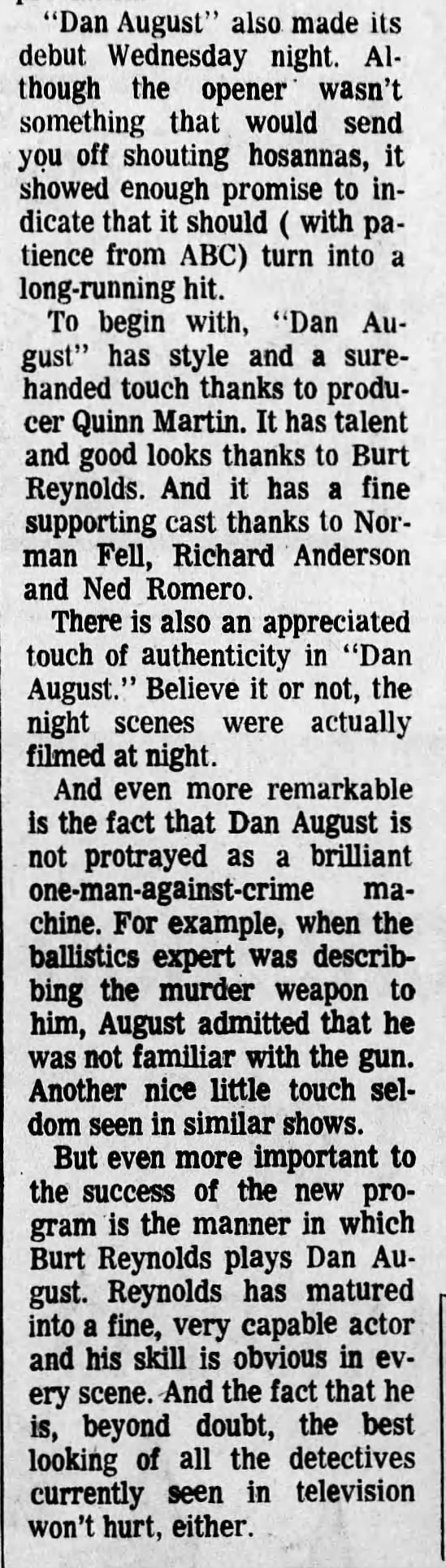 Dan August Arizona Daily Star 25 septembre 1970