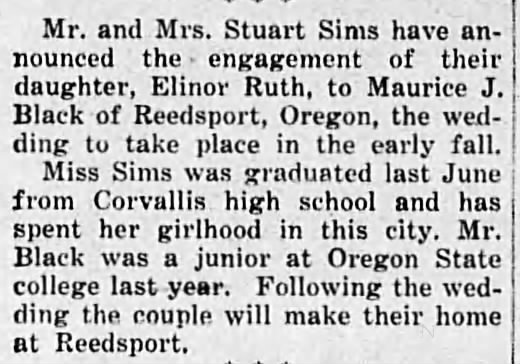 Sims, Elinor R Engagement