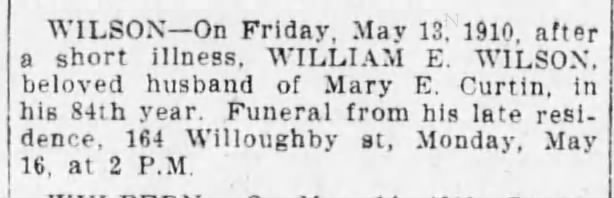Death of William E. Wilson