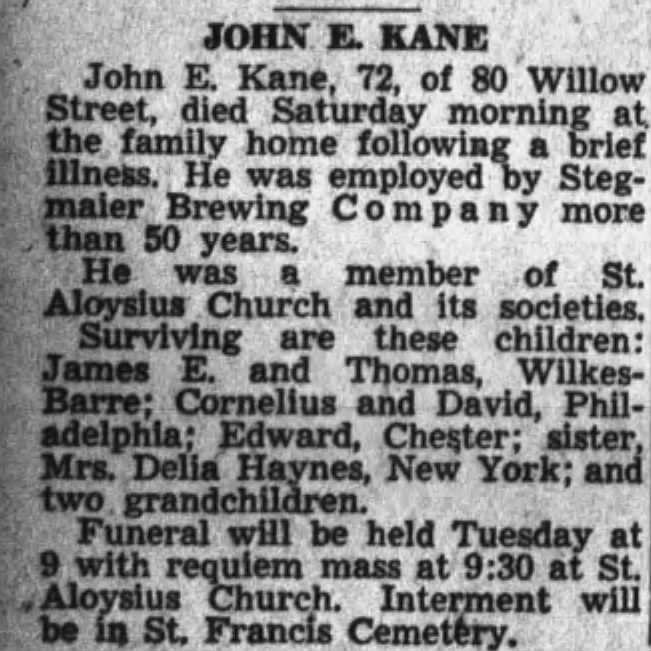 Obituary for JOHN E. KANE (Aged 72)