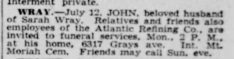 John Wray - 13 July 1940