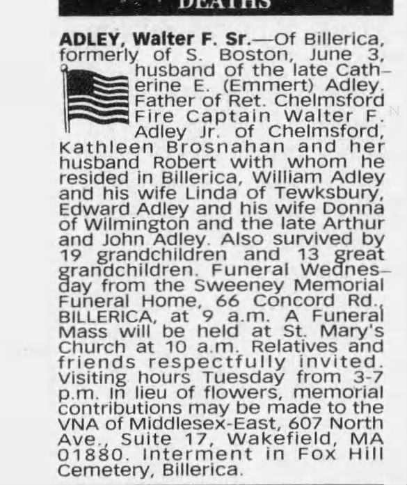 Obituary for Walter F. ADLEY
