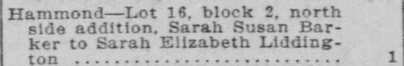 Sarah Susan Barker - 5 September 1907