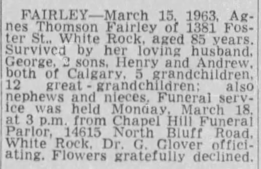 Agnes Fairley - 15 March 1963 White Rock
