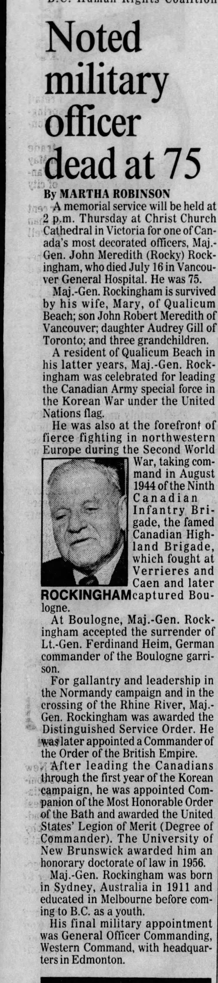 John Meredith (Rocky) Rockingham - 21 July 1987