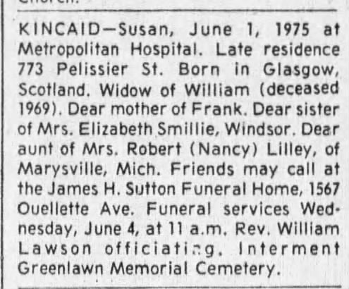Susan Kincaid - 3 January 1975