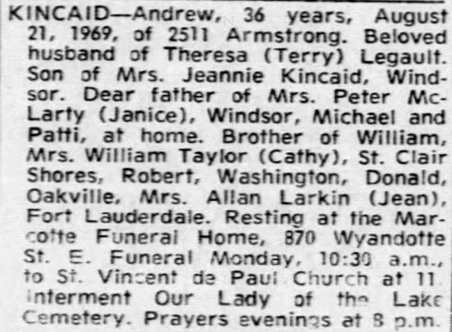 Obituary for Andrew KINCAID (Aged 36)