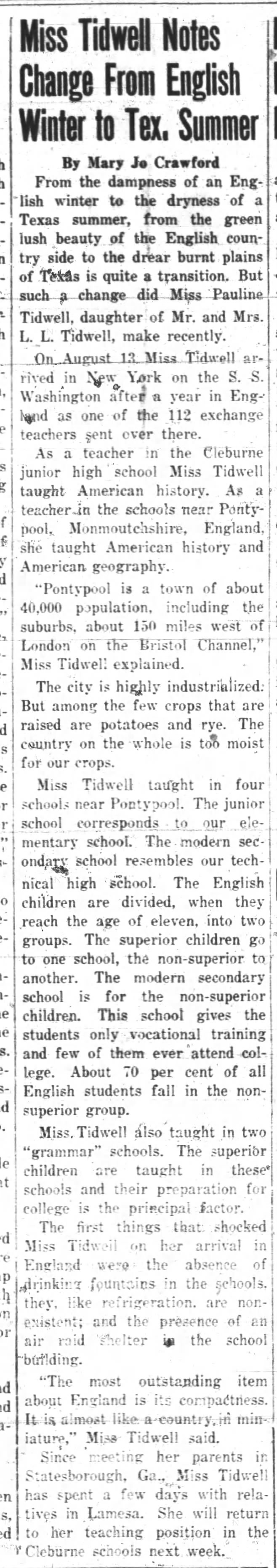 Mis Tidwell - 8 September 1949