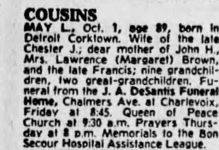 Obituary for  COUSINS