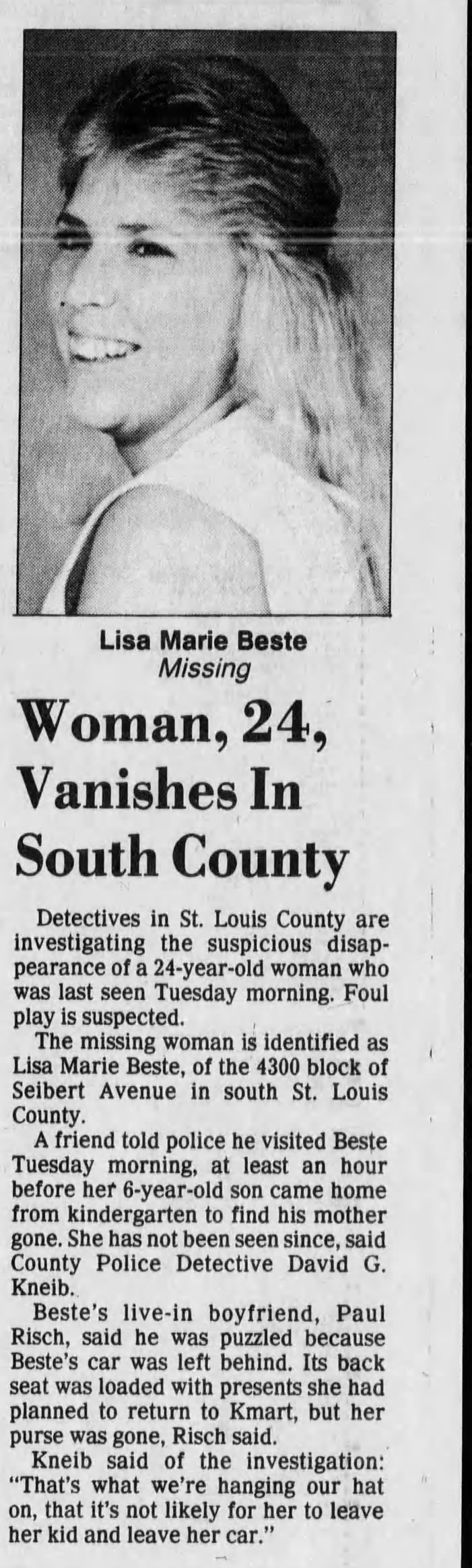 Lisa Marie Beste missing person