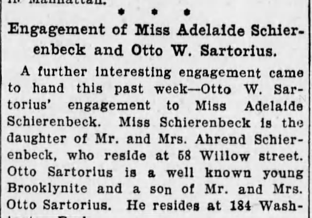 engagement of Miss Adelaide Schierenbeck