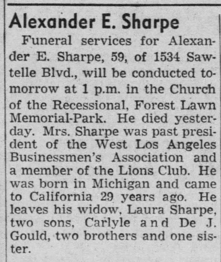 Alexander E. Sharpe's obituary