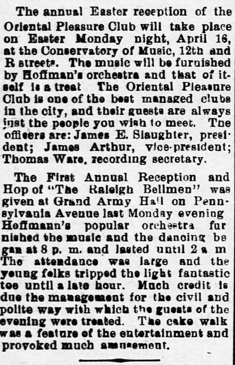 James E Slaughter article - Club Party 1900