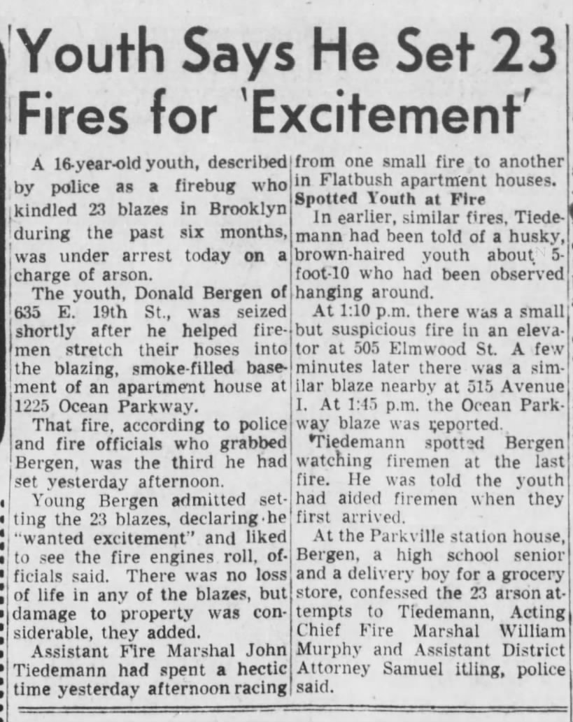 1950-01-26 23 Arsons by Teen of 635 E 19th