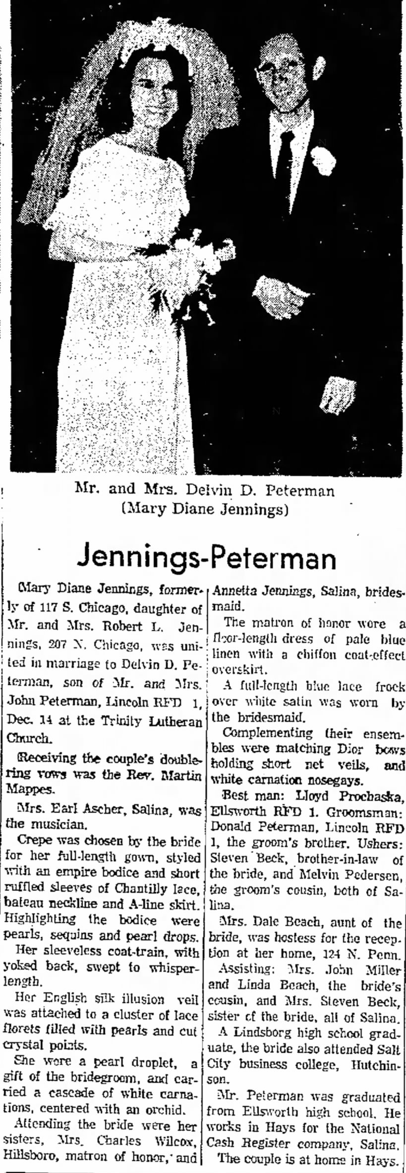 Delvin Peterman and Dianne Jennings Wedding