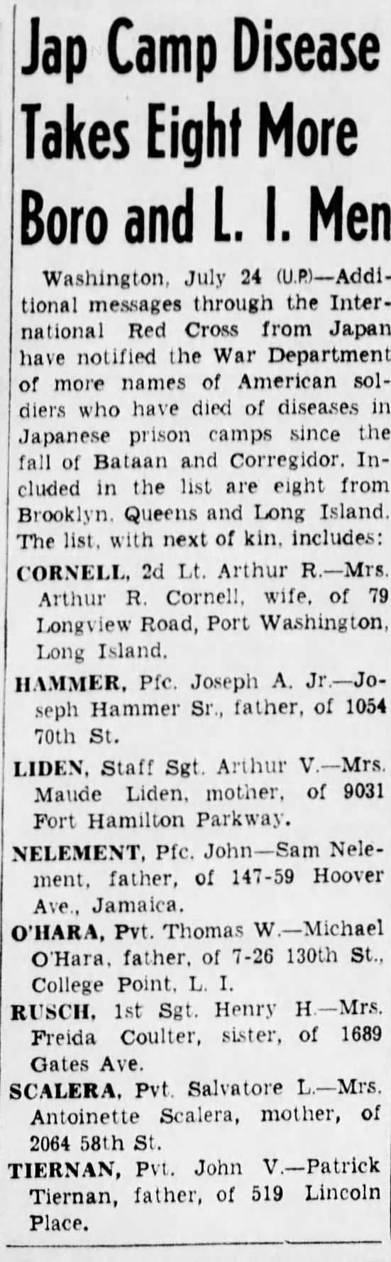 Jap Camp takes 8 More Men, Brooklyn Daily Eagle, 25 July 1943