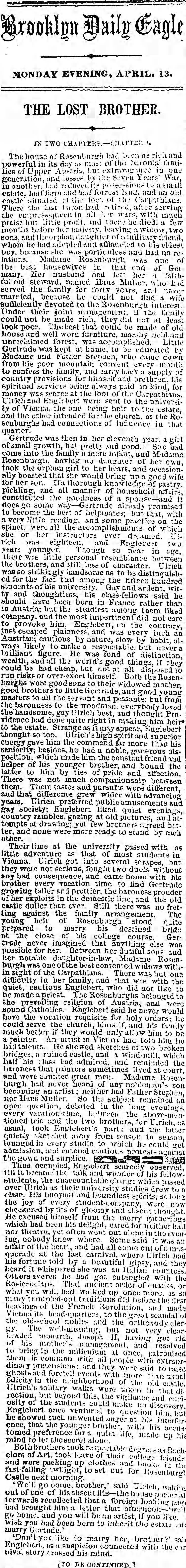Rosenburgh Story in NYC paper circa 1863