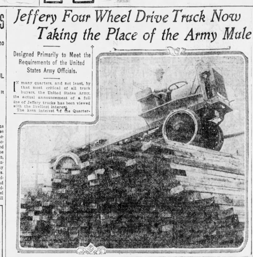 1914 08 22 Jeffrey Four Wheel Drive Truck to Replace Army Mules Part 1