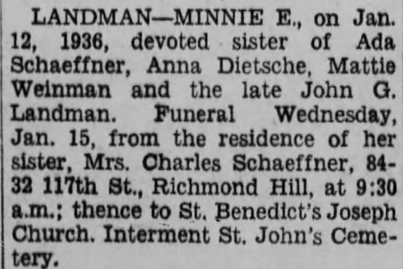 Minnie E. Landman obituary