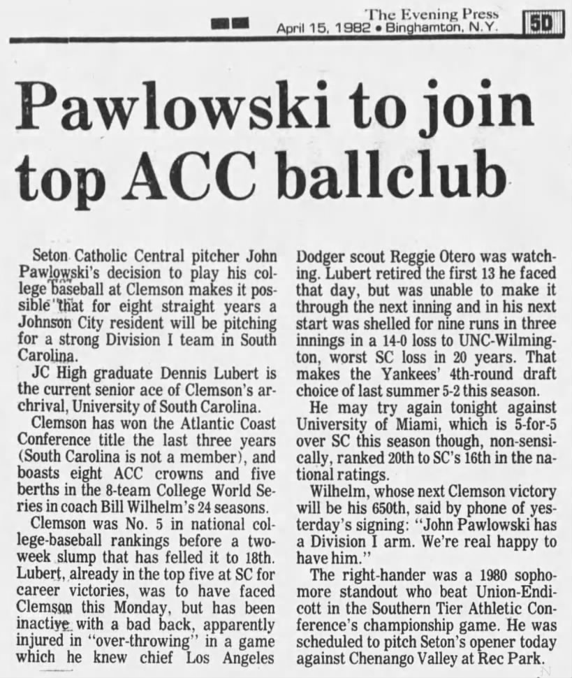 Pawlowski to join top ACC ballclub