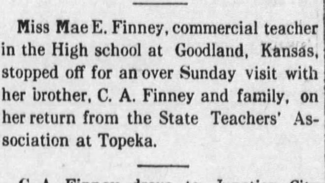 May E Finney-teacher 1915
