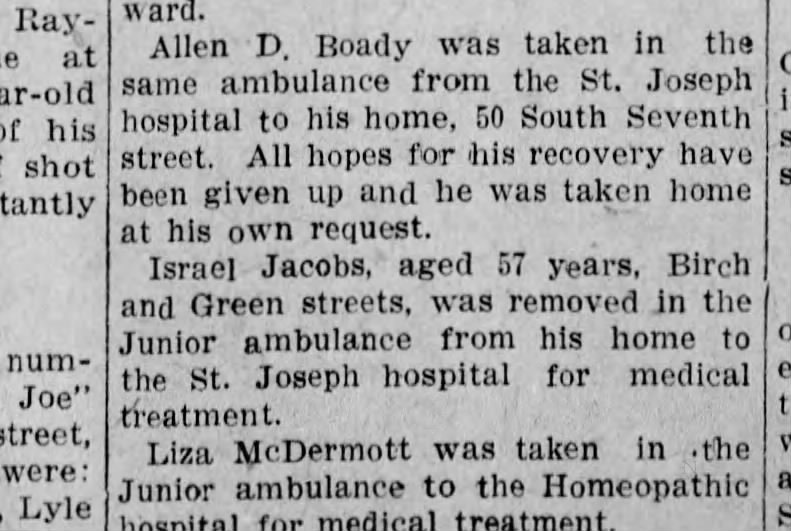 israel jacobs moved in ambulance