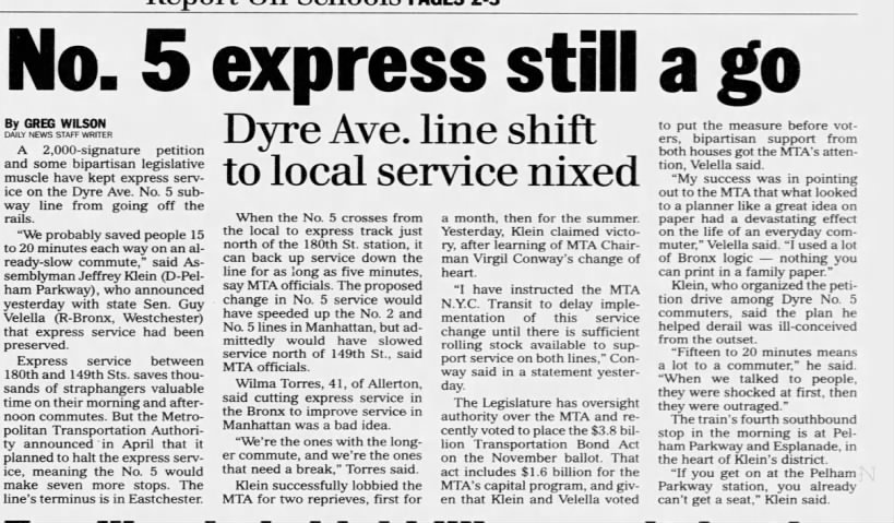 No. 5 express still a go: Dyre Ave. line shift to local service nixed