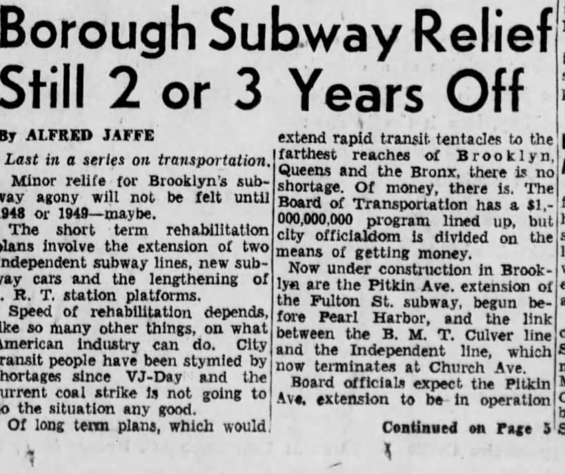 1946 Subway Proposal