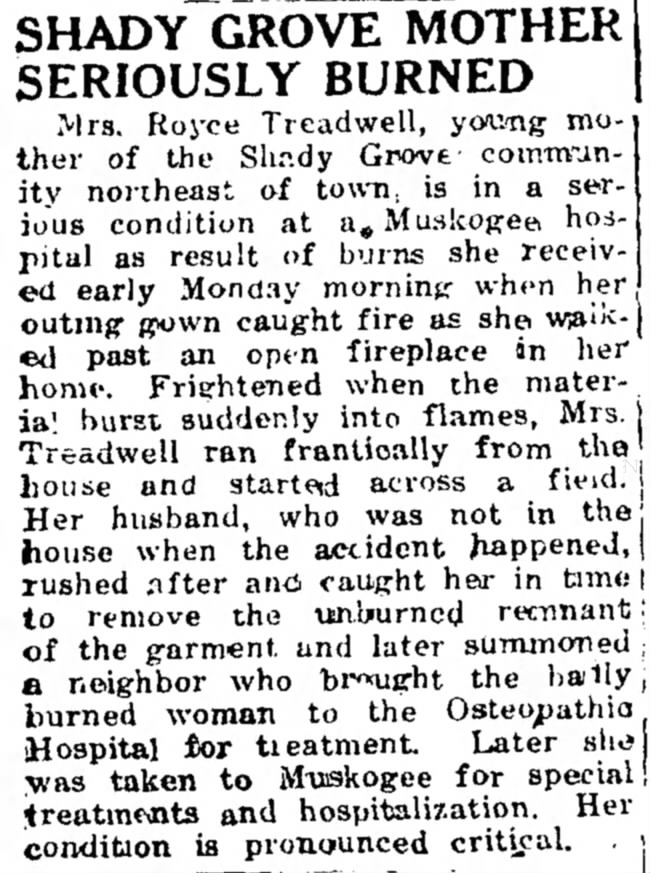 Royce Treadwell's wife is burned
Nov 23, 1950