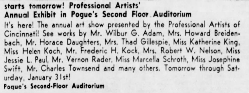 Professional Artists of Cincinnati Annual Exhibit 1957