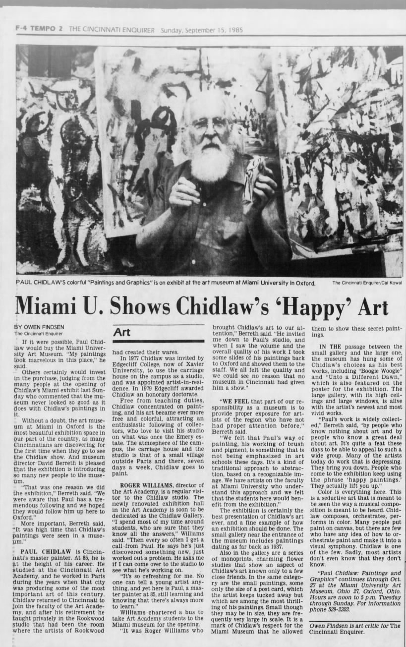 Miami U. Shows Chidlaw's 'Happy' Art