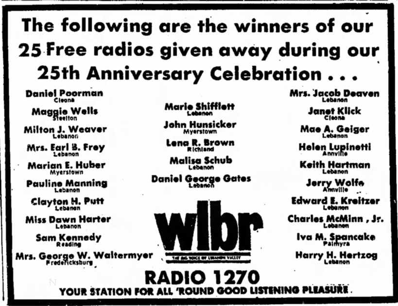 Winners Radios 25th Anniversary Celebration WLBR Radio 1270