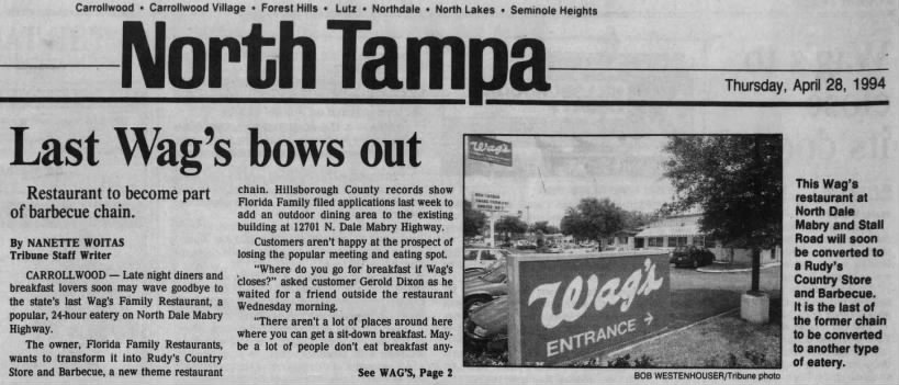 Last Wag's Family Restaurant in Florida closes 1994 (Part 1)