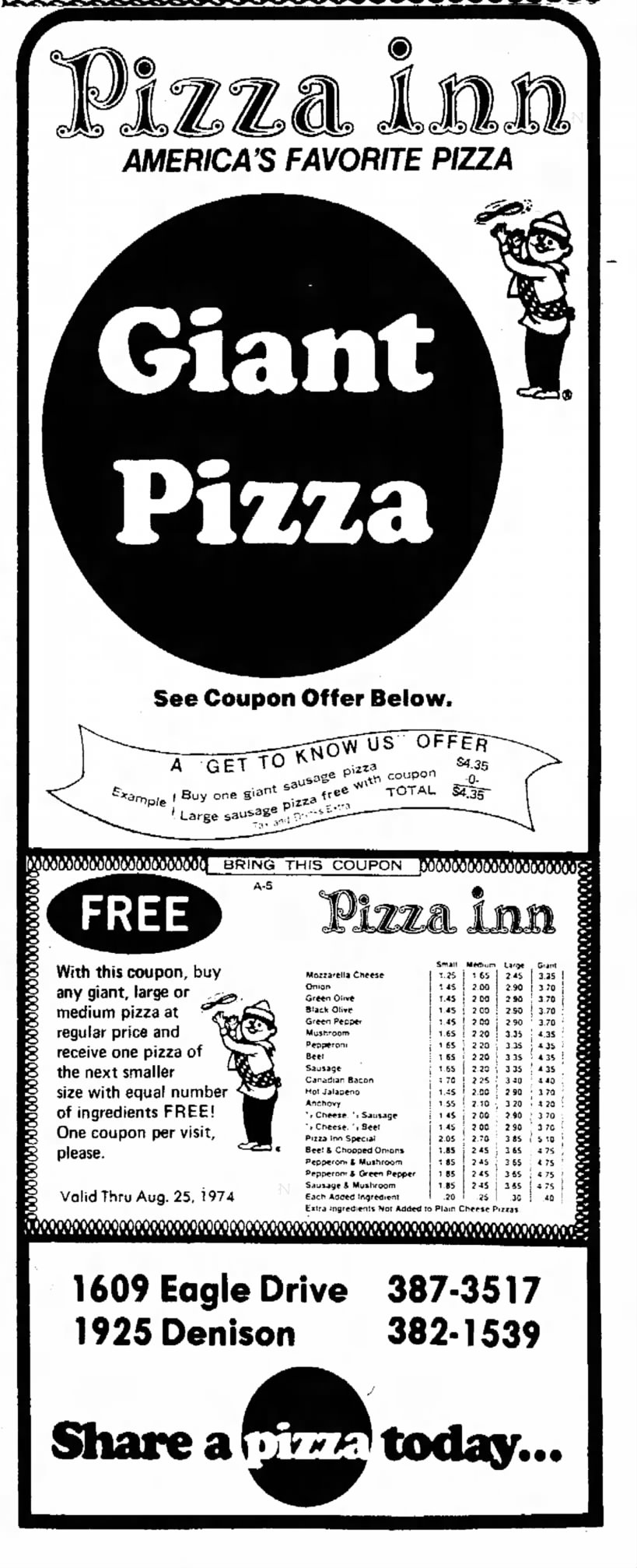 Pizza Inn - America's Favorite Pizza - Giant Pizza - Denton