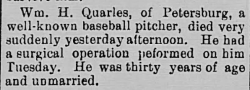 Death of William H Quarles
Alexandria Gazette 
26 Mar 1897