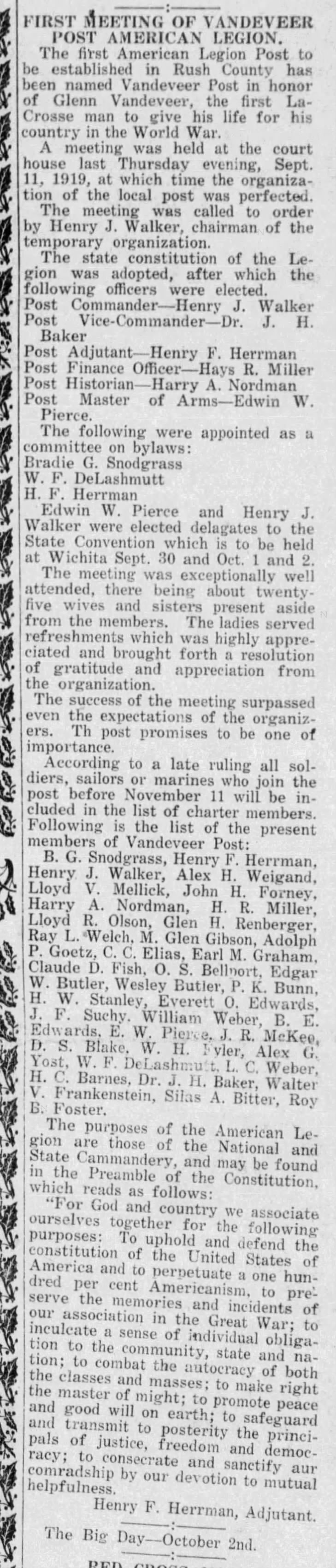 Legion Formation - 9/18/1919