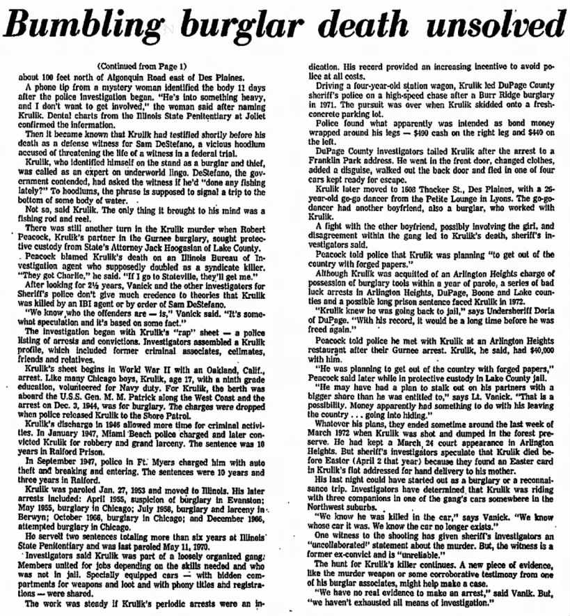 Discussion of Charlie Krulik's career and murder, part 2 of 2 (1975)