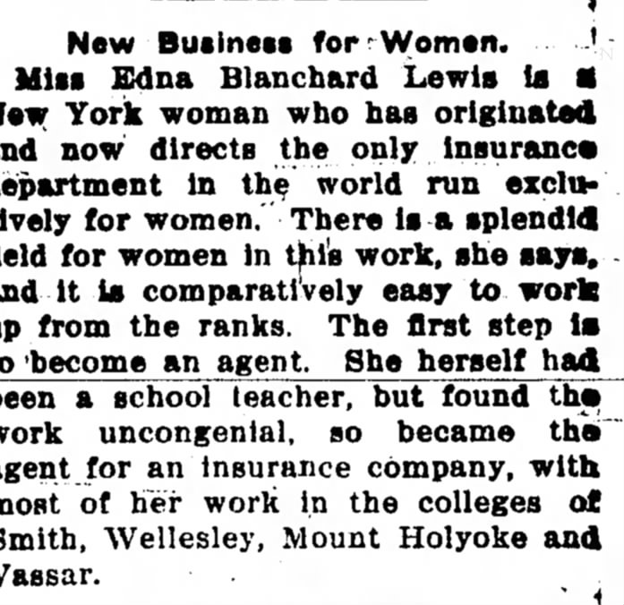 Edna Blanchard Lewis's insurance business for women