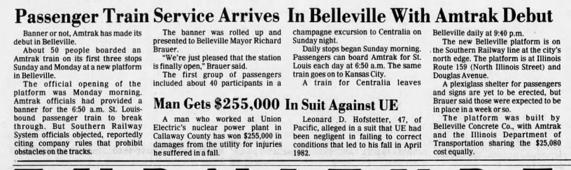 Belleville Amtrak, April 30, 1985