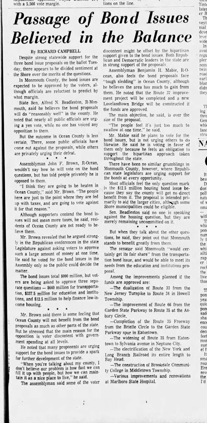 Lovelandtown bond, November 3, 1968